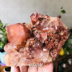 1.1lb Rare Natural Red Ghost Pyramid Quartz Crystal Cluster Raw Mineral Specimen
