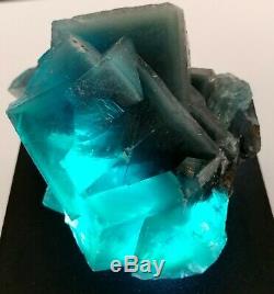1.2lb Green Cube Fluorite Crystal Cluster with Phantoms In Matrix 547g 3.5x3