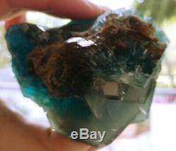 1.2lb Green Cube Fluorite Crystal Cluster with Phantoms In Matrix 547g 3.5x3