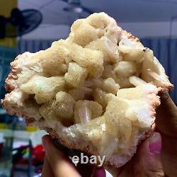 1.37LB Natural yellow Calcite quartz crystal cluster mineral specimen healing