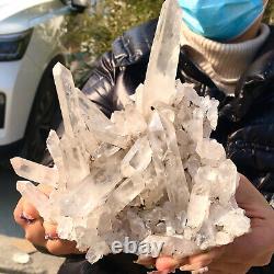 1.49LB Clear Natural Beautiful White QUARTZ Crystal Cluster Specimen