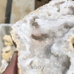 1.4LB Counteropening Natural Agate Geode Cluster Quartz Crystal Specimen Healing