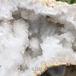 1.4LB Counteropening Natural Agate Geode Cluster Quartz Crystal Specimen Healing