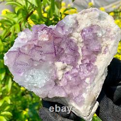1.62 LB Natural purple cubic Fluorite Crystal Cluster mineral sampl