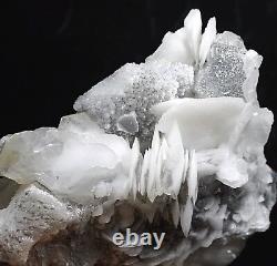 1.67lb White Schistose Calcite Cluster Crystal Based on Cube Fluorite Matrix