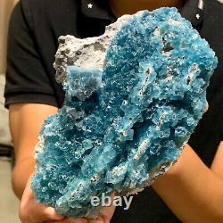 1.7 LB Natural blue cubic Fluorite Crystal Cluster mineral sampl