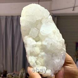 1.85LB Natural white Calcite quartz crystal cluster mineral specimen healing