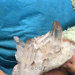 1.91LB Natural Transparent White Quartz Crystal Cluster Specimen Healing