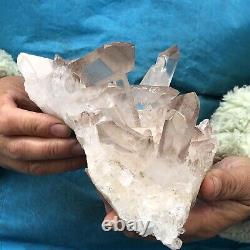 1.91LB Natural Transparent White Quartz Crystal Cluster Specimen Healing