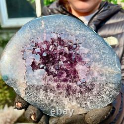1.92LB Natural amethyst hole quartz cluster crystal specimen healing