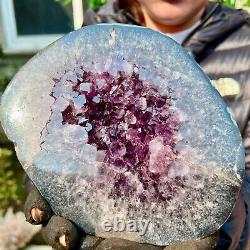 1.92LB Natural amethyst hole quartz cluster crystal specimen healing