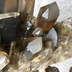 10.2LB Natural smoky citrine quartz cluster crystal specimen reiki healing L6278