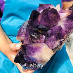 10.42LB Natural Amethyst Cluster Quartz Crystal Mineral Specimen Healing