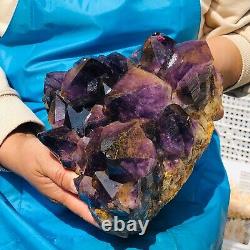 10.47LB Natural Amethyst Quartz Crystal Cluster Specimen Healing HH381