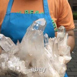 10.53LB Natural clear Beautiful White QUARTZ Crystal Cluster Specimen healing
