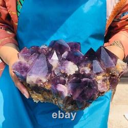 10.56LB Natural Amethyst geode quartz cluster crystal specimen Healing