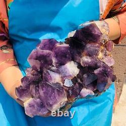 10.56LB Natural Amethyst geode quartz cluster crystal specimen Healing