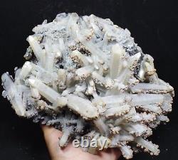 10.58lb Natural CLEAR Quartz Crystal CLUSTER POINT&specular hematite specimen
