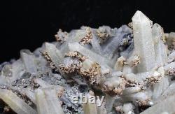 10.58lb Natural CLEAR Quartz Crystal CLUSTER POINT&specular hematite specimen