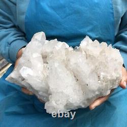 10.78LB Clear Natural Beautiful White QUARTZ Crystal Cluster Specimen EH1155
