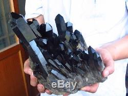 10.7lb RareNatural Beautiful Black QUARTZ Crystal Cluster Tibetan Specimen 4868g