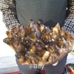 10.8lb 4.7 Natural Beautiful Black Quartz Crystal Cluster Tibetan Specimen BK6