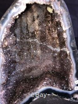 10 Amethyst Geode Quartz Crystal Cluster Cathedral Decor Specimen BR With Agate