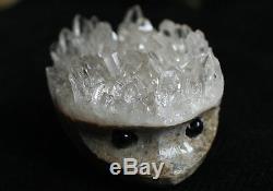 10 Natural Clear Quartz Crystal Cluster hedgehog Carved Head Sculpture Healing