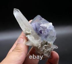 103.5g Newly discovered natural rare crystal cluster + blue Phantom fluorite