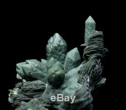 103.9g Great Find Green Quartz Crystal Cluster & Calcite Mineral Specimen/China
