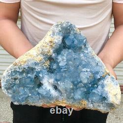 10860Natural Raw Blue Celestite Crystal Quartz Cluster Geode Specimen Home Decor