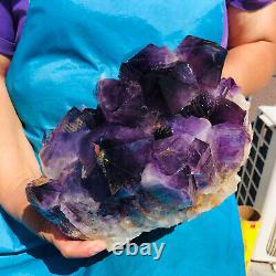 11.08LB Natural Amethyst Cluster Quartz Crystal Mineral Specimen Healing
