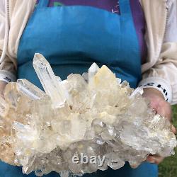 11.22LB Clear Natural Beautiful White QUARTZ Crystal Cluster Specimen HH1808
