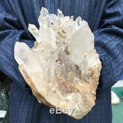 11.7LB Natural Clear quartz cluster Mineral crystal specimen healing ATD139-FA