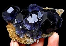 116g NATURAL Blue Purple FLUORITE Quartz Crystal Cluster Mineral Specimen