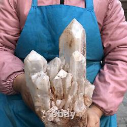 11LB Natural Transparent White Quartz Crystal Cluster Specimen Healing 2243