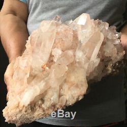 12.2lb Huge Natural Clear Pink Quartz Crystal Cluster Rough Healing Specimen