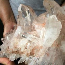 12.2lb Huge Natural Clear Pink Quartz Crystal Cluster Rough Healing Specimen