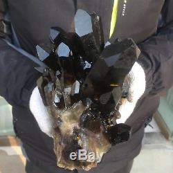 12.3lb 7.8 Natural Large Black Quartz Crystal Cluster Tibetan Specimen EG37