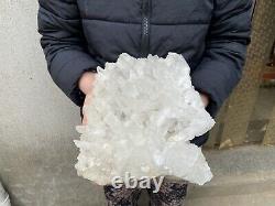 12.8LBS Clear Natural Beautiful White QUARTZ Crystal Cluster Specimen TQS02