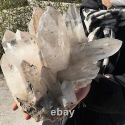 12.98LB Clear Natural Beautiful White QUARTZ Crystal Cluster Specimen