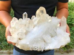 12.9lb Large Natural Clear Quartz Rock Crystal Cluster Point Specimen For Gift