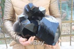 12000g(26.4lb) Natural Beautiful Black Quartz Crystal Cluster Tibetan Specimen