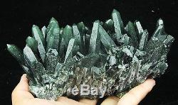 1205g New Rare NATURAL skeletal Elestial Green QUARTZ Crystal Cluster Specimen