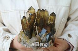 1230g Natural Beautiful Citrine Smoke Quartz Crystal Cluster Tibetan Specimen
