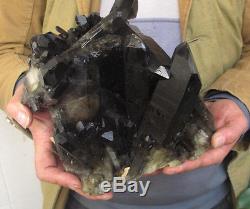 13.38lb RareNatural Beautiful Black QUARTZ Crystal Cluster Tibetan Specimen #