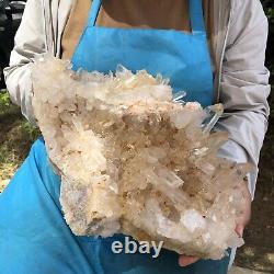 13.42LB Clear Natural Beautiful White QUARTZ Crystal Cluster Specimen