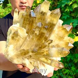 13.55LB Natural Citrine cluster mineral specimen quartz crystal healing F428
