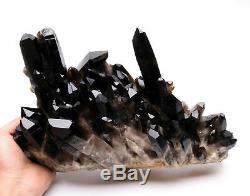 13.6lb Natural Clear Black Quartz Point Crystal Cluster Healing Mineral Specimen