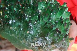 13.7LB Rainbow Green Aqua Aura Titanium Coating Quartz Crystal Cluster Points